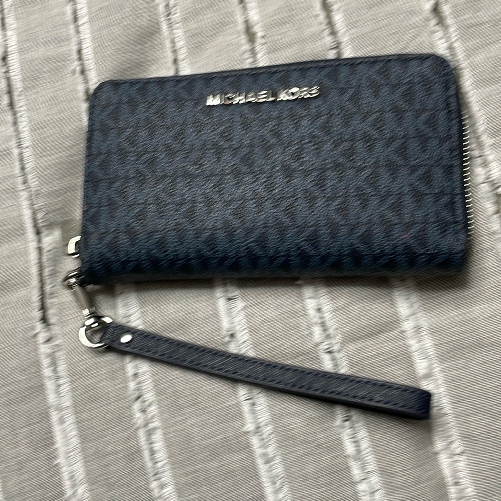 Michael Kors Navy Monogram Wristlet Wallet